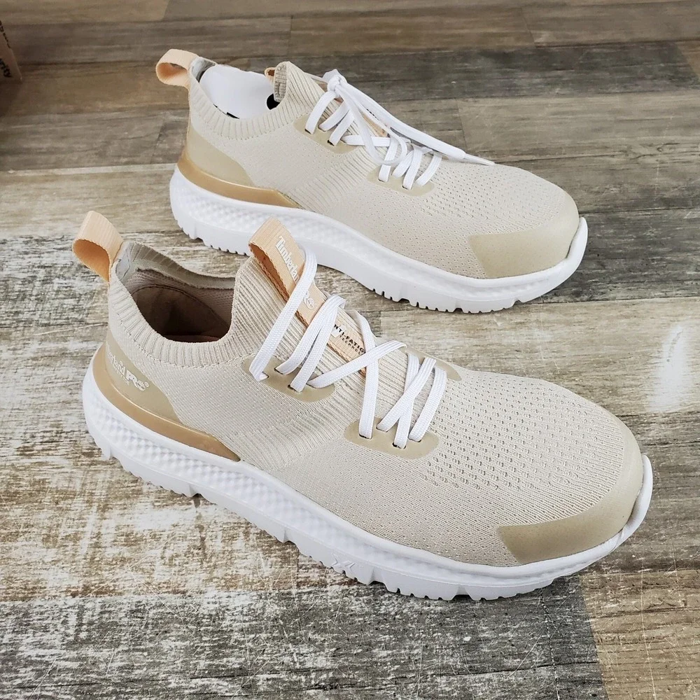 Timberland Pro Setra Work Shoes Womens 6 M Beige Composite Safety Toe Sneakers